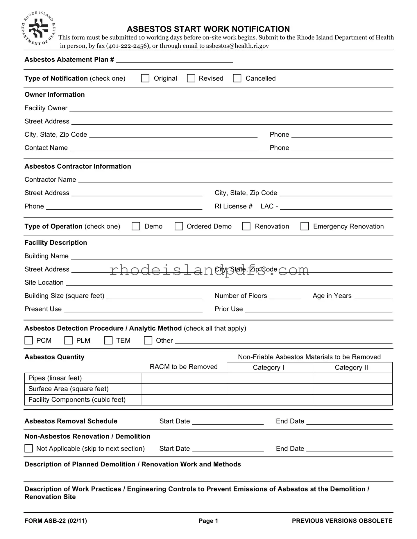 Fill in a Valid Rhode Island Asb 22 Form