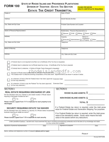 Fill in a Valid Rhode Island 100 Form