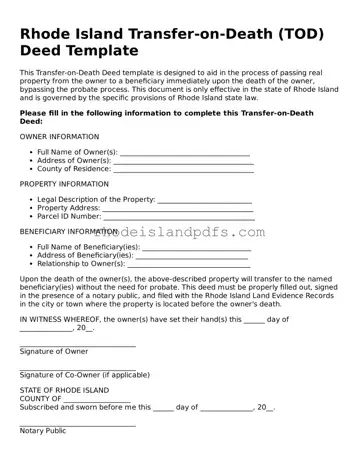 Blank Rhode Island Transfer-on-Death Deed Template