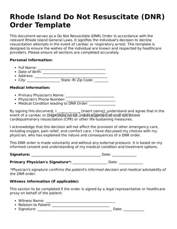 Blank Rhode Island Do Not Resuscitate Order Template