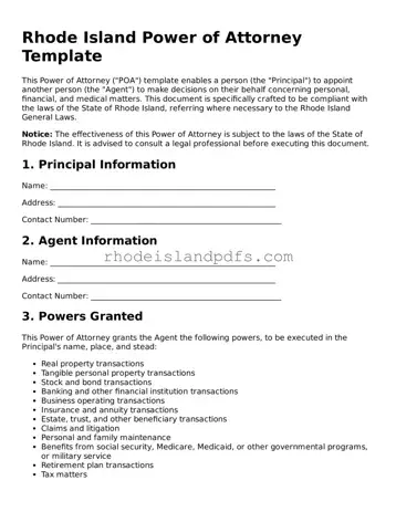 Blank Rhode Island Power of Attorney Template